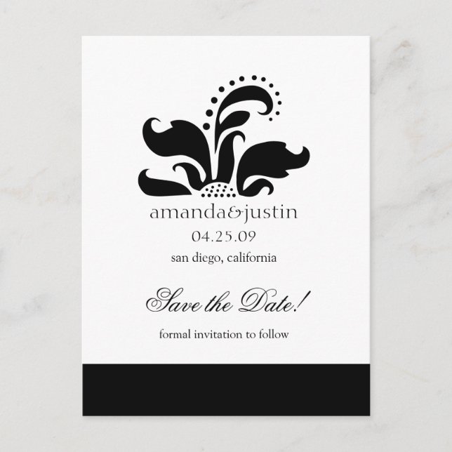 Stylised Flower Logo SaveTheDates Announcement Postcard (Front)