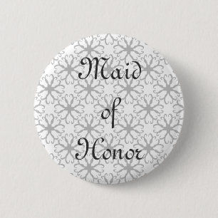 Stylised Flower Maid of Honour Button