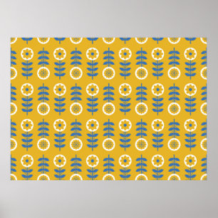 Stylised flower seamless pattern. Scandinavian sty Poster
