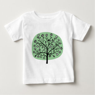 Stylised Flower Tree - Faded Green Baby T-Shirt