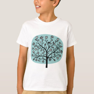 Stylised Flower Tree - Light Blue Green T-Shirt