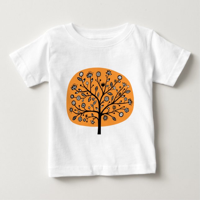 Stylised Flower Tree - Light Orange Baby T-Shirt (Front)