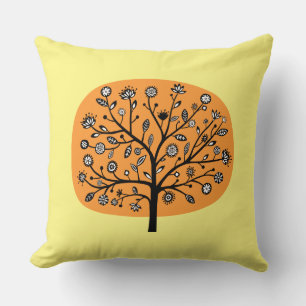 Stylised Flower Tree - Lt Orange and Lt Yellow Cushion