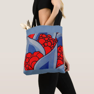 stylised flowers and leaves print tote bag
