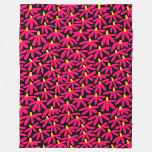Stylised Flowers - Crimson, Amber and Black Fleece Blanket