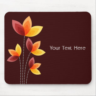 Stylised Flowers - Dark Brown 330000 Mouse Pad