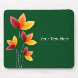 Stylised Flowers - Dark Green 02481c Mouse Pad