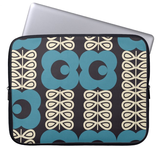 Stylised Flowers: Modern Vintage Geometric. Laptop Sleeve (Front)