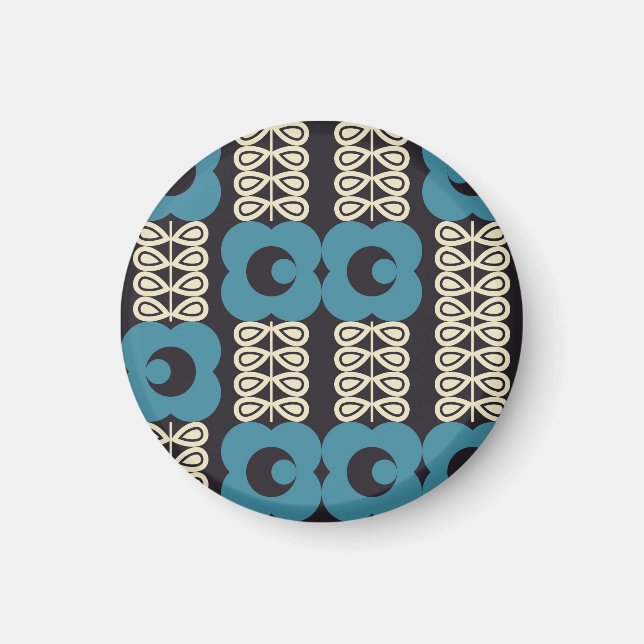 Stylised Flowers: Modern Vintage Geometric. Magnet (Front)