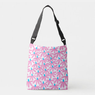 Stylised Flowers - Pink, Sky Blue and White Crossbody Bag