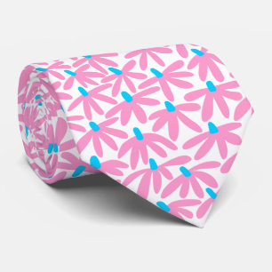 Stylised Flowers - Pink, Sky Blue and White Tie