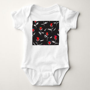 Stylised Flowers: Vintage Pattern Elegance Baby Bodysuit