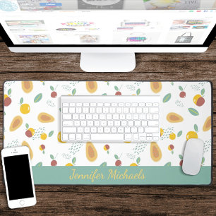 Stylised fruit pattern with name desk mat