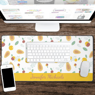 Stylised fruit pattern with name desk mat