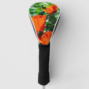 Stylised Garden Red Orange Poppy Flowers Golf Head Cover