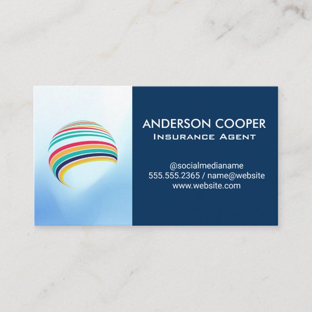 Stylised Global Logo | Corporate Modern Business Card (Front)