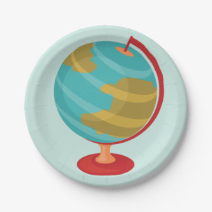 Stylised Globe Paper Plate