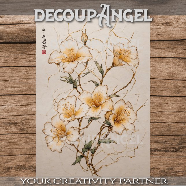 Stylised Golden Flowers - Decoupage - Tissue Paper (Creator Uploaded)