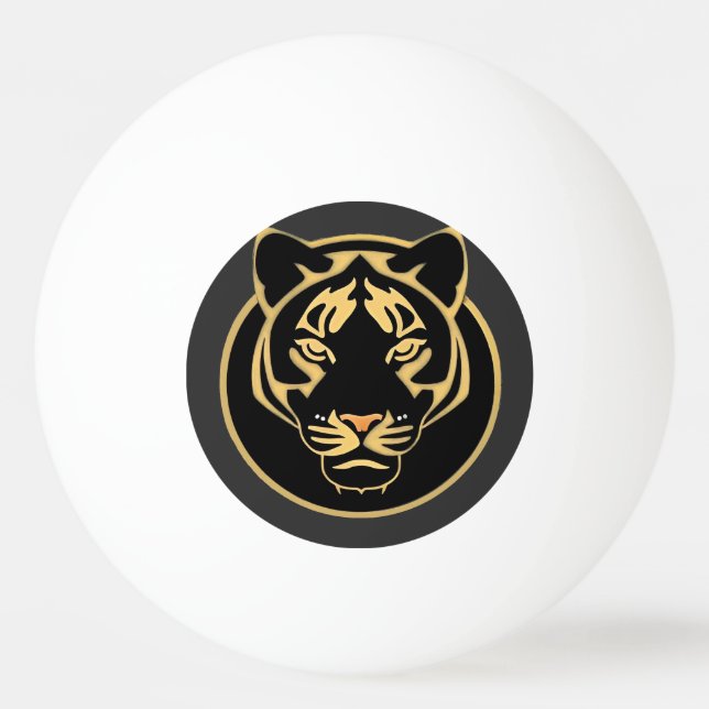 Stylised Golden Tiger Logo Design Ping Pong Ball (Front)