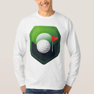 Stylised Golf Ball Icon with Green Background T-Shirt