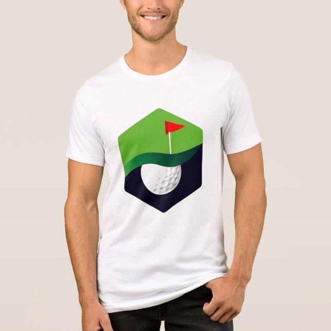 Stylised Golf Ball Icon with Green Background Tri-Blend Shirt (Front)