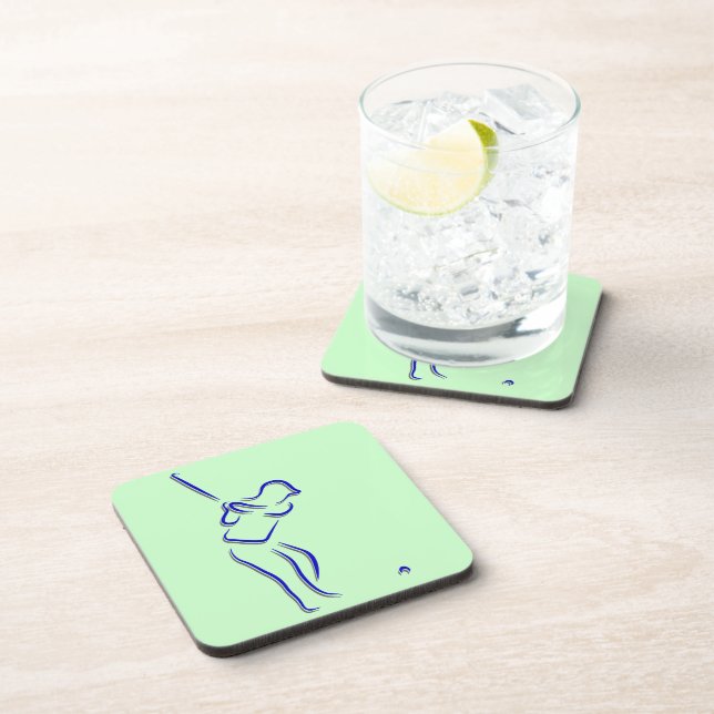 Stylised Golfer Silhouette Cork Coaster (Right Side)