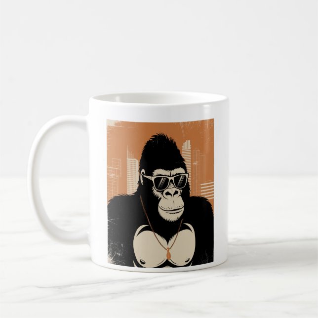 Stylised gorilla  coffee mug (Left)