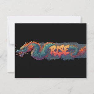 Stylised Graffiti Dragon Mural with Bold 'RISE' Postcard