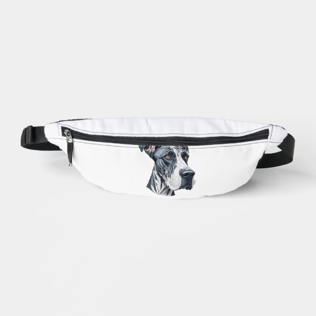 Stylised Great Dane Head Bum Bags (Front)