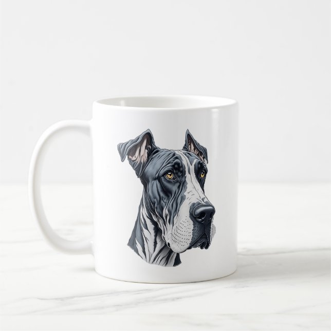 Stylised Great Dane Head Coffee Mug (Left)