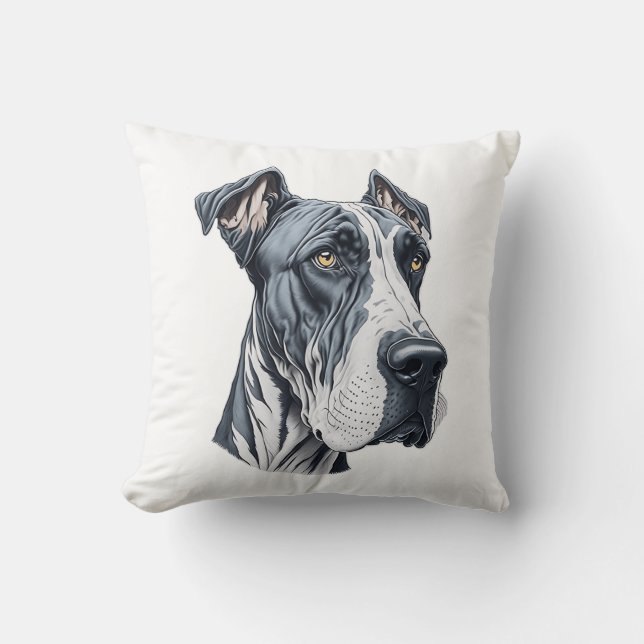 Stylised Great Dane Head Cushion (Front)