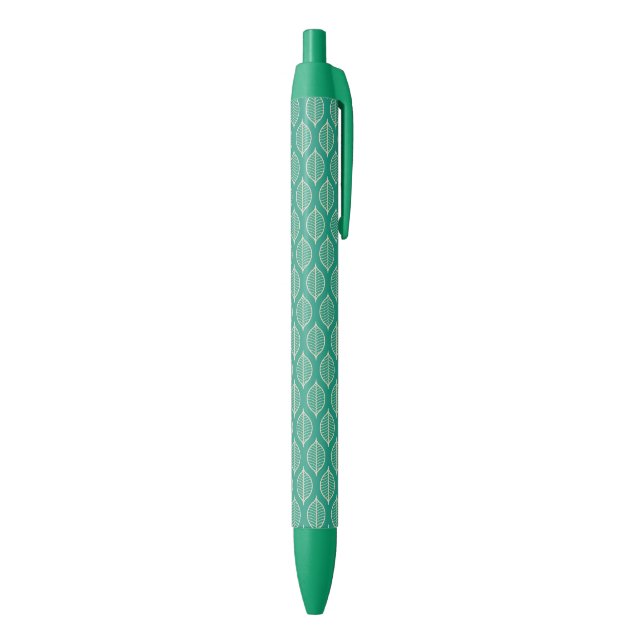 Stylised Green Leaf Pattern Black Ink Pen (Bottom (Vertical))