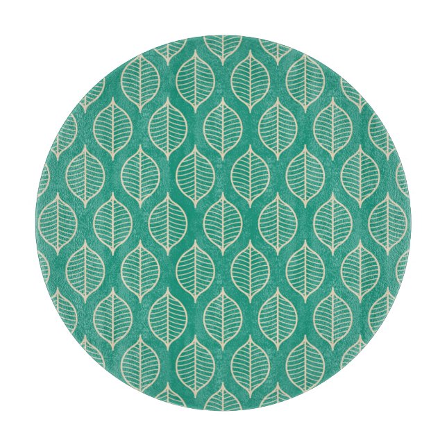 Stylised Green Leaf Pattern Cutting Board (Front)