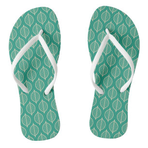 Stylised Green Leaf Pattern Jandals