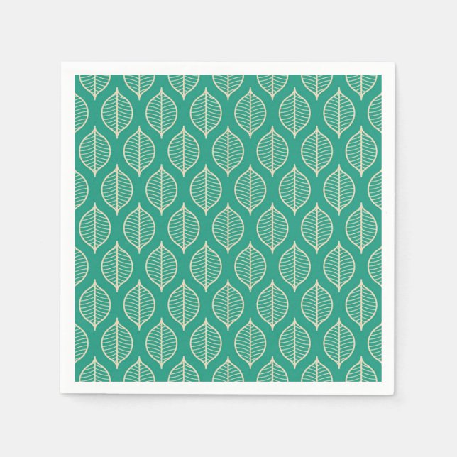 Stylised Green Leaf Pattern Napkin (Front)
