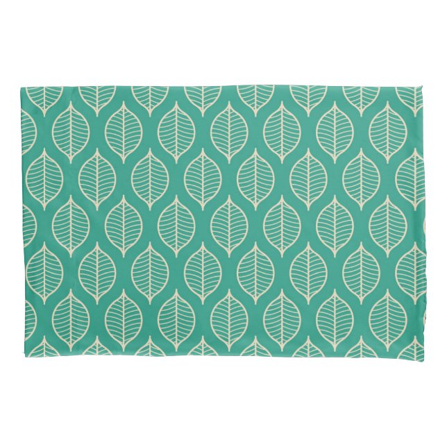 Stylised Green Leaf Pattern Pillowcase (Front-Left)