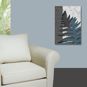 Stylised Grey Fern Leaf  Poster