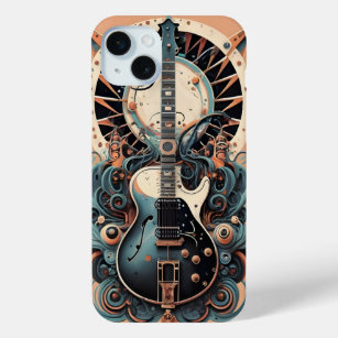 Stylised Guitar art deco Apple iPhone 15 Case