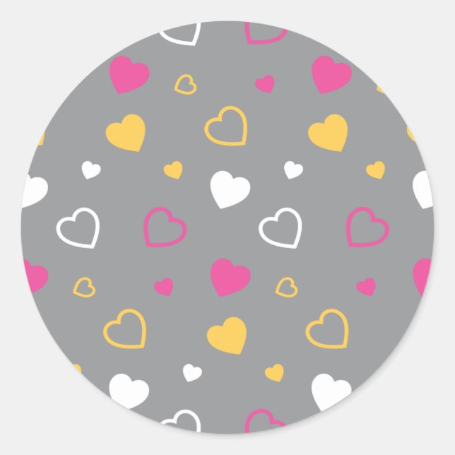 Stylised hearts pattern 3 classic round sticker (Front)