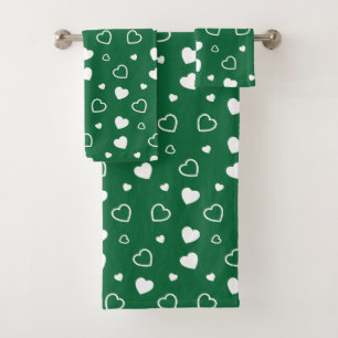 Stylised hearts pattern 6 bath towel set