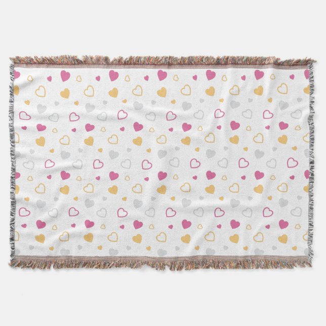 Stylised hearts pattern throw blanket (Front)