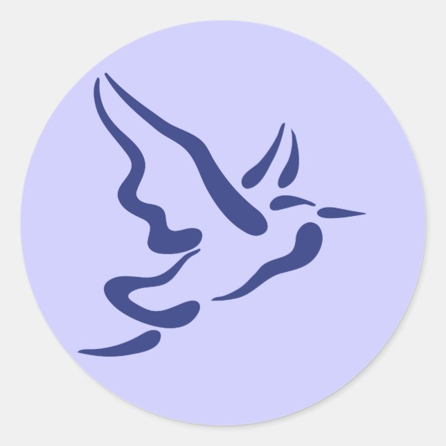 Stylised Heron in Flight Classic Round Sticker (Front)