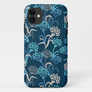 Stylised Hydrangea Floral Pattern - Elegant Blue Case-Mate iPhone Case