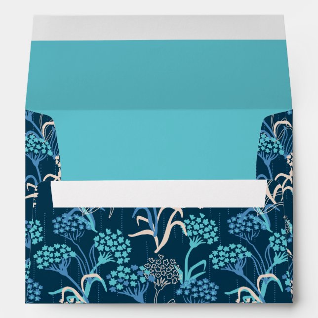 Stylised Hydrangea Floral Pattern - Elegant Blue Envelope (Back (Bottom))