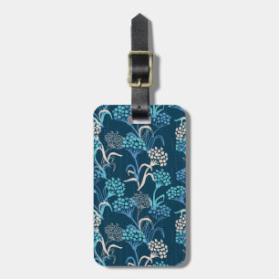 Stylised Hydrangea Floral Pattern - Elegant Blue Luggage Tag