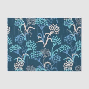 Stylised Hydrangea Floral Pattern - Elegant Blue Tissue Paper