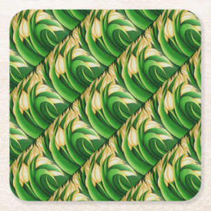 Stylised Illuminating Yellow Tulips Square Paper Coaster