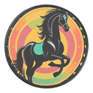 Stylised Illustration of a Black Horse Hockey Puck