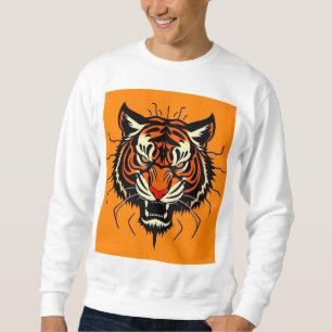 Stylised illustration of a tiger's head sweatshirt