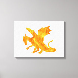 Stylised image of Dragon in flame Canvas Print